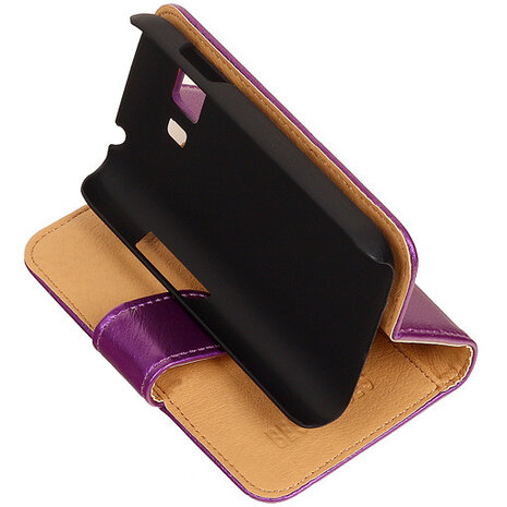 PU Leder Lila Hoesje voor Samsung Galaxy Young 2 Book/Wallet Case/Cover
