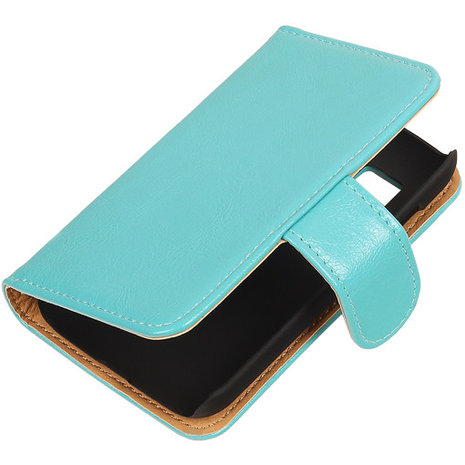 PU Leder Turquoise Hoesje voor Samsung Galaxy Young 2 Book/Wallet Case/Cover