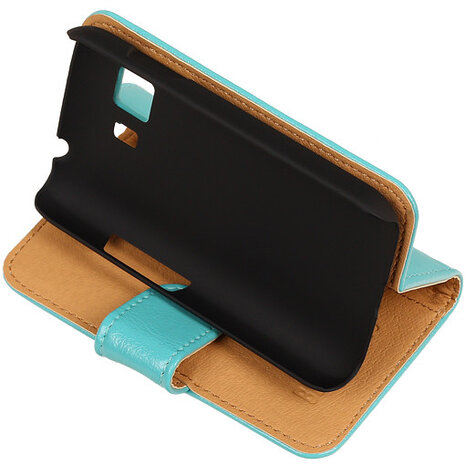 PU Leder Turquoise Hoesje voor Samsung Galaxy Young 2 Book/Wallet Case/Cover