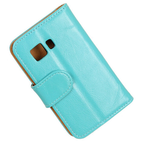 PU Leder Turquoise Hoesje voor Samsung Galaxy Young 2 Book/Wallet Case/Cover