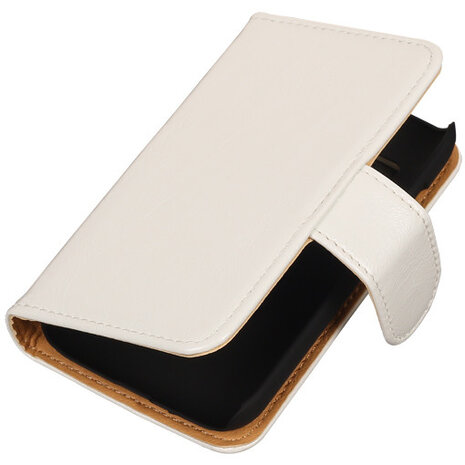 PU Leder Wit Hoesje voor Samsung Galaxy Young 2 Book/Wallet Case/Cover