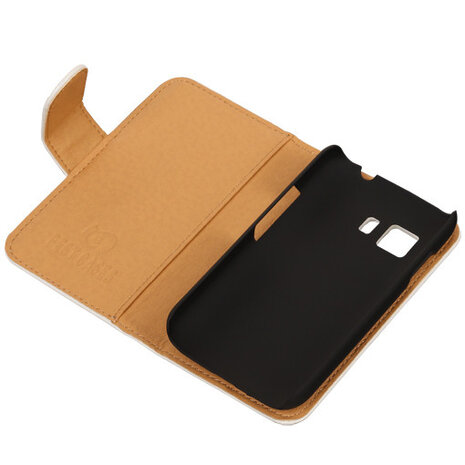 PU Leder Wit Hoesje voor Samsung Galaxy Young 2 Book/Wallet Case/Cover