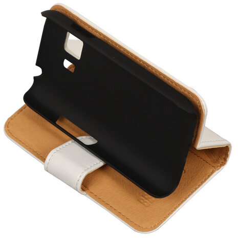 PU Leder Wit Hoesje voor Samsung Galaxy Young 2 Book/Wallet Case/Cover