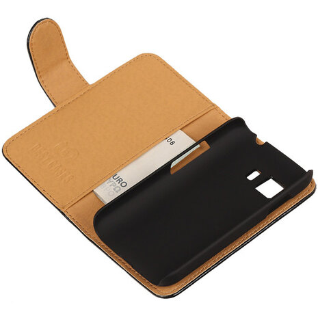 PU Leder Zwart Hoesje voor Samsung Galaxy Young 2 Book/Wallet Case/Cover