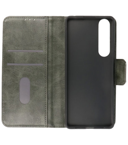 Portemonnee Wallet Case Hoesje voor Sony Xperia 1 III Donker Groen