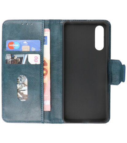 Portemonnee Wallet Case Hoesje voor Sony Xperia 10 III Blauw