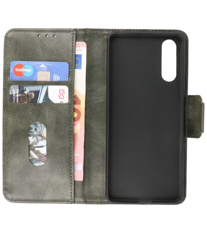 Portemonnee Wallet Case Hoesje voor Sony Xperia 10 III Donker Groen