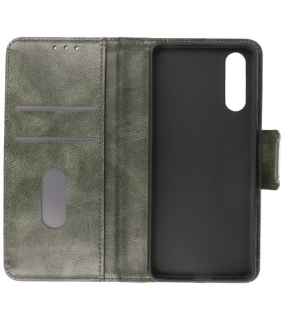 Portemonnee Wallet Case Hoesje voor Sony Xperia 10 III Donker Groen