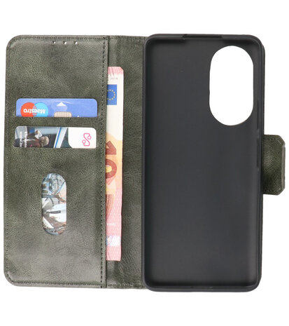 Portemonnee Wallet Case Hoesje voor Honor 50 Pro Donker Groen