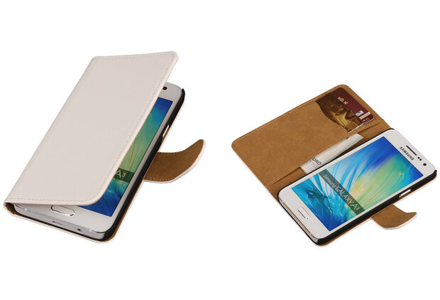 Wit Samsung Galaxy A3 Book/Wallet Case/Cover