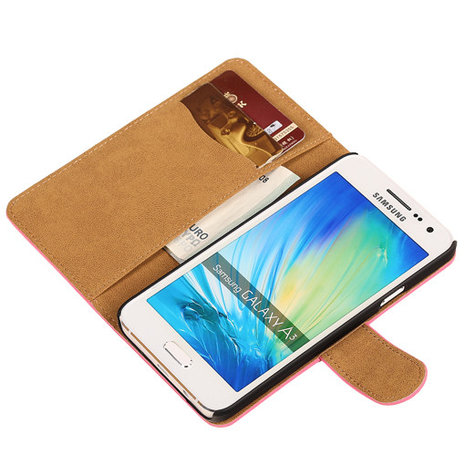 Effen Roze Hoesje voor Samsung Galaxy A3 2015 Book/Wallet Case/Cover