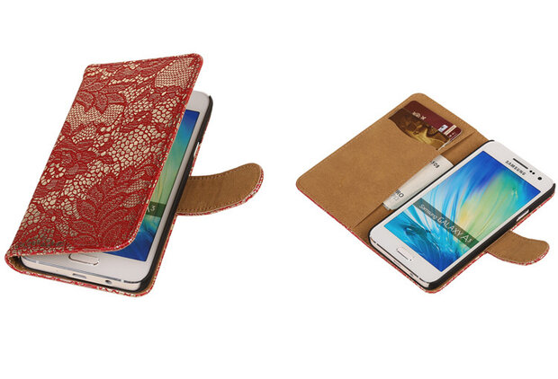 Lace Rood Samsung Galaxy A3 Book/Wallet Case/Cover Hoesje
