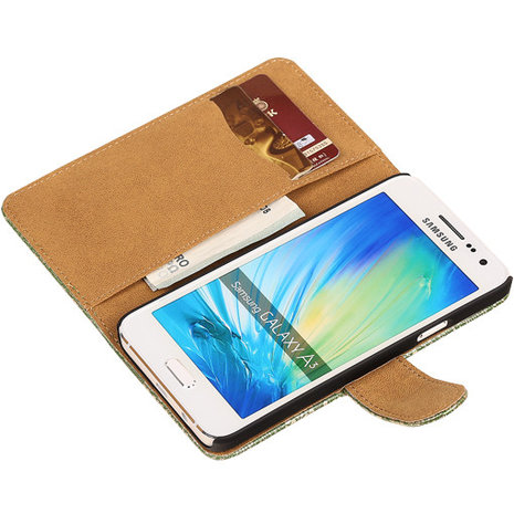 Lace Donker Groen Hoesje voor Samsung Galaxy A3 2015 Book/Wallet Case/Cover