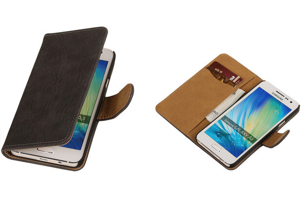 Grijs Hout Samsung Galaxy A3 Book/Wallet Case/Cover