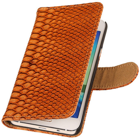 Bruin Slang Hoesje voor Samsung Galaxy A3 2015 Bookcase Cover
