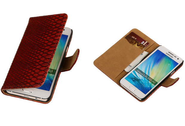 Rood Slang Samsung Galaxy A3 Book/Wallet Case/Cover