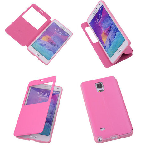 View Cover Pink Samsung Galaxy Note 4 TPU Book-Style