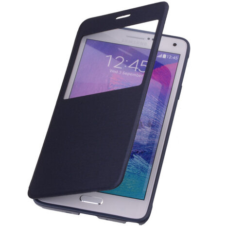 View Cover Navy Blue Hoesje voor Samsung Galaxy Note 4 TPU Book-Style