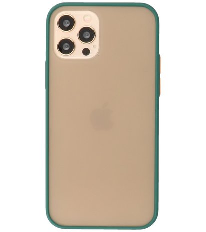 Kleurcombinatie Hard Case Hoesje voor iPhone 12 - 12 Pro Donker Groen