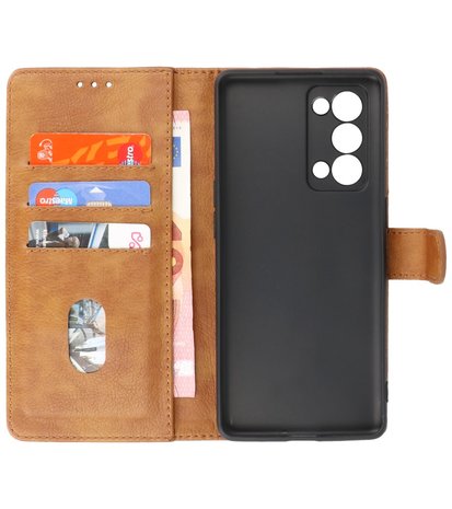 Oppo Reno 6 Pro Plus 5G Hoesje Book Case Telefoonhoesje Bruin