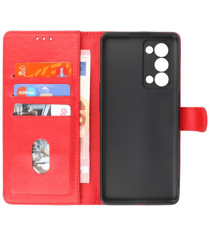 Oppo Reno 6 Pro Plus 5G Hoesje Book Case Telefoonhoesje Rood