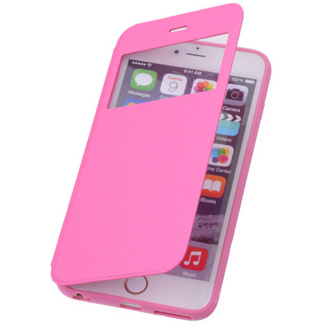 View Cover Pink Hoesje voor Apple iPhone 6 Plus TPU Book-Style