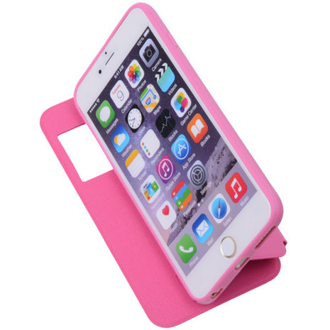View Cover Pink Hoesje voor Apple iPhone 6 Plus TPU Book-Style