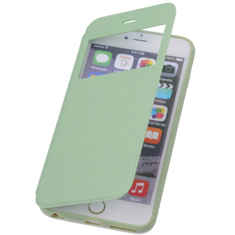 View Cover Groen Hoesje voor Apple iPhone 6 Plus TPU Book-Style