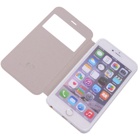View Cover Wit Hoesje voor Apple iPhone 6 TPU Book-Style