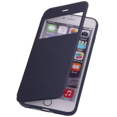View Cover Navy Blue Hoesje voor Apple iPhone 6 TPU Book-Style