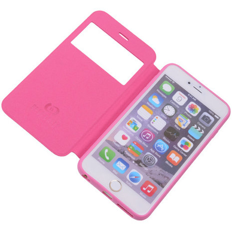 View Cover Pink Hoesje voor Apple iPhone 6 TPU Book-Style