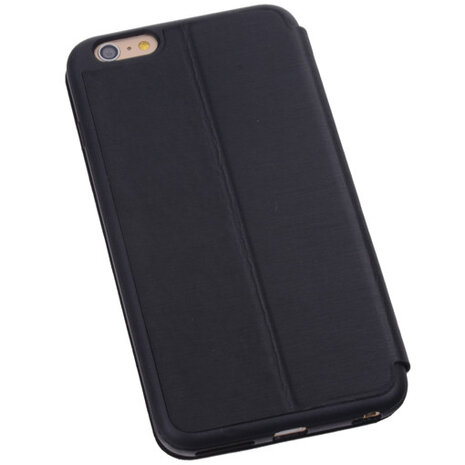 View Cover Zwart Hoesje voor Apple iPhone 6 TPU Book-Style