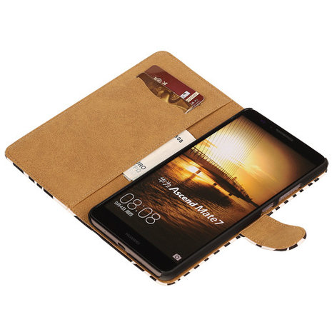 Zebra Hoesje voor Huawei Ascend Mate 7 Book/Wallet Case/Cover