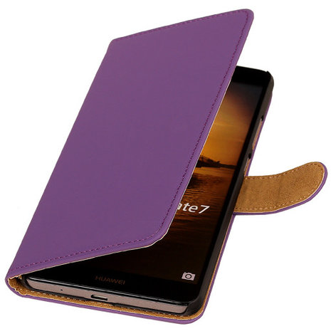 Paars Hoesje voor Huawei Ascend Mate 7 Book/Wallet Case/Cover