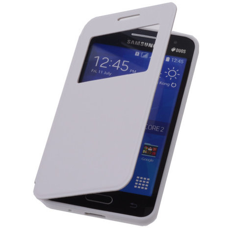 View Cover Wit Hoesje voor Samsung Galaxy Core 2 s TPU Book-Style