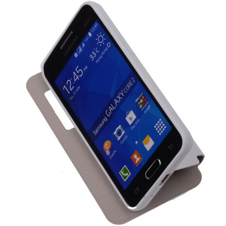 View Cover Wit Hoesje voor Samsung Galaxy Core 2 s TPU Book-Style