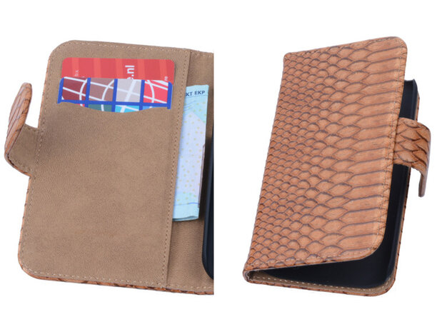 Bruin Slang Samsung Galaxy Core i8260 Hoesjes Book/Wallet Case/Cover