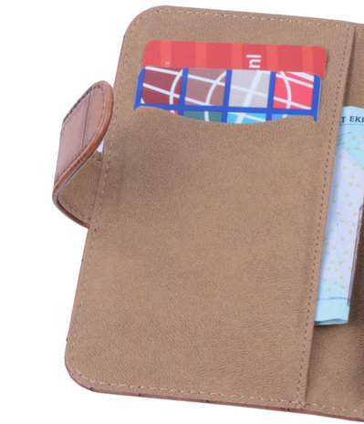 Bruin Croco Hoesje voor Samsung Galaxy Core Book/Wallet Case/Cover