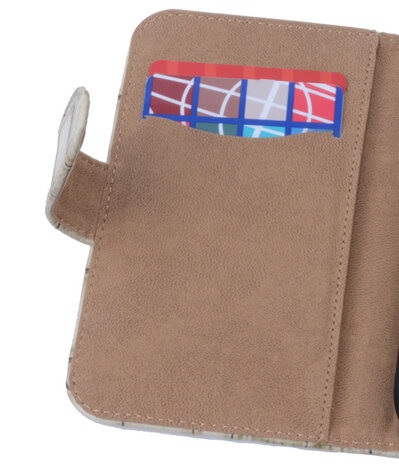 Beige Croco Hoesje voor Samsung Galaxy Core Book/Wallet Case/Cover