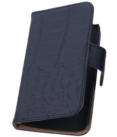 Zwart Croco Hoesje voor Samsung Galaxy Core Book/Wallet Case/Cover