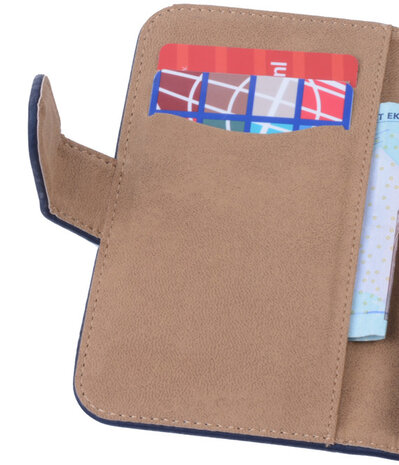 Blauw Hout Hoesje voor Samsung Galaxy Core s Book/Wallet Case/Cover
