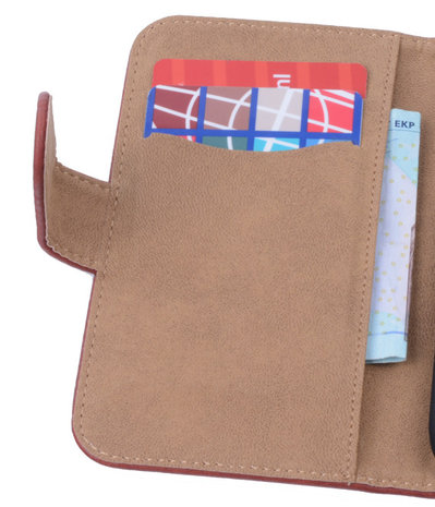 Rood Hout Hoesje voor Samsung Galaxy S4 Mini i9190 Book/Wallet Case/Cover