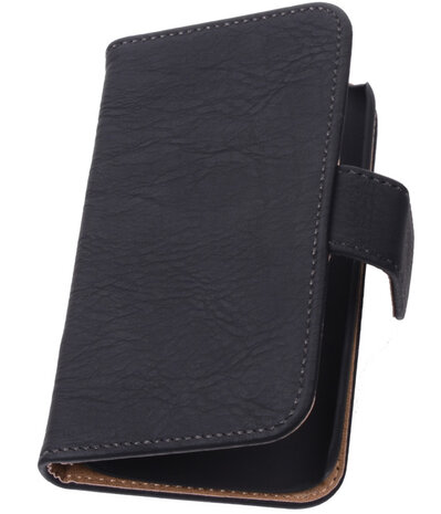 Zwart Hout Hoesje voor Samsung Galaxy S4 Mini i9190 Book/Wallet Case/Cover