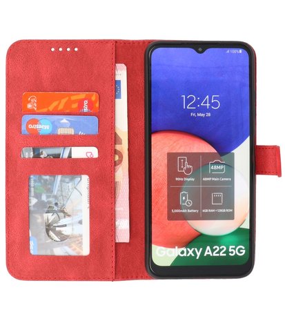 Samsung Galaxy A22 5G Hoesje - Portemonnee Book Case - Kaarthouder & Magneetlipje - Kunstleer - Rood