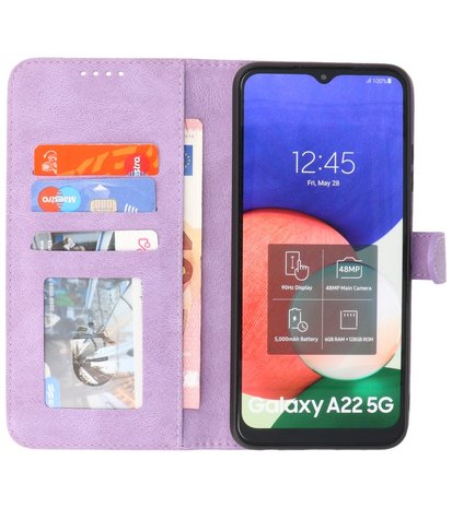 Samsung Galaxy A22 5G Hoesje - Portemonnee Book Case - Kaarthouder & Magneetlipje - Kunstleer - Paars