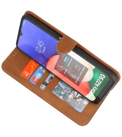 Samsung Galaxy A22 5G Hoesje - Portemonnee Book Case - Kaarthouder & Magneetlipje - Kunstleer - Bruin