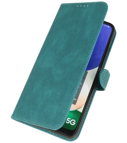 Samsung Galaxy A22 5G Hoesje - Portemonnee Book Case - Kaarthouder & Magneetlipje - Kunstleer - Donker Groen
