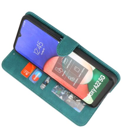 Samsung Galaxy A22 5G Hoesje - Portemonnee Book Case - Kaarthouder & Magneetlipje - Kunstleer - Donker Groen