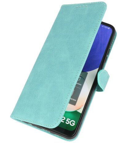 Samsung Galaxy A22 5G Hoesje - Portemonnee Book Case - Kaarthouder & Magneetlipje - Kunstleer - Turqauoise