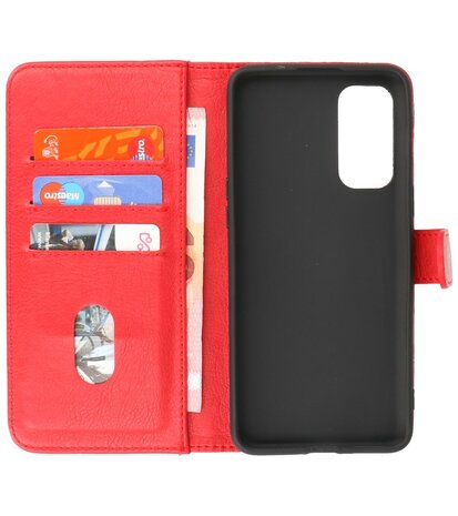 OnePlus Nord 2 5G Hoesje - Book Case Telefoonhoesje - Kaarthouder Portemonnee Hoesje - Wallet Case - Rood